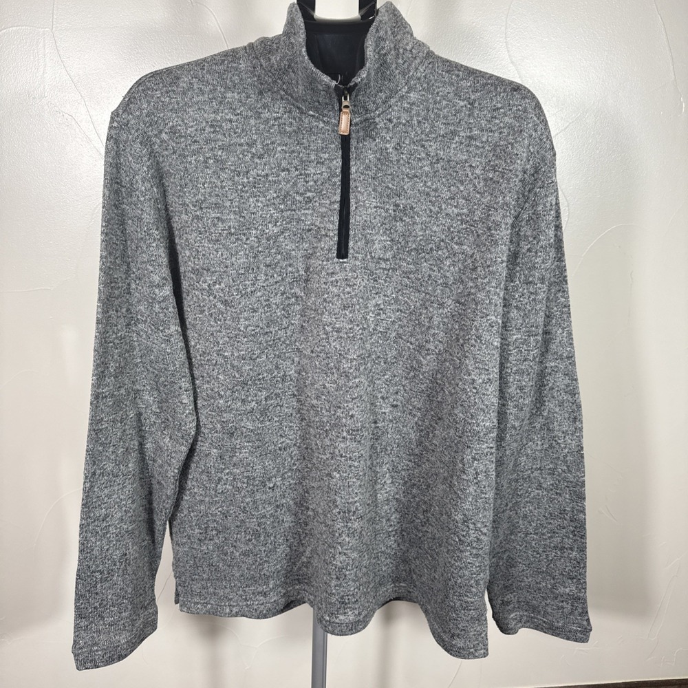 Saddlebred Quarter Zip Fleece Pullover Mens Large Gray‎ Marled Comfort Flex